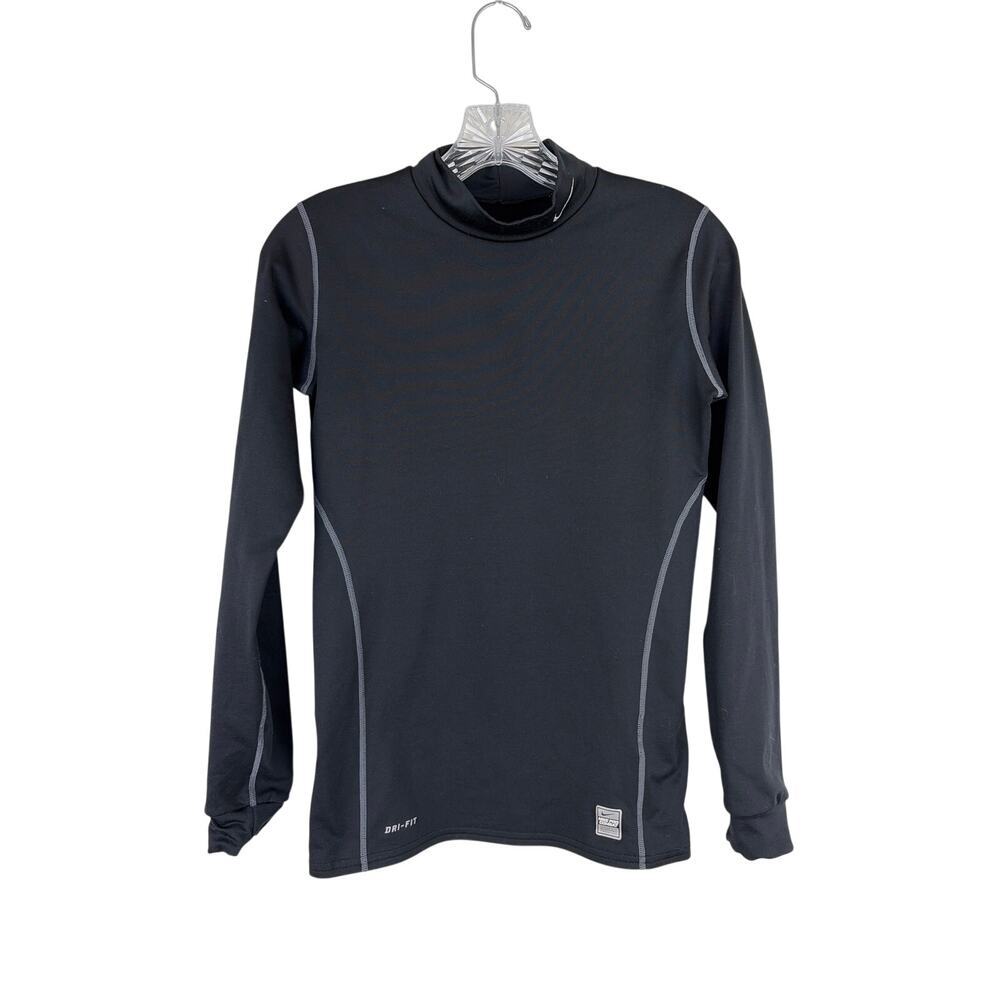 Nike Pro Combat Boys Shirt Compression Mock Neck Dri-FIT Black Long Sleeve